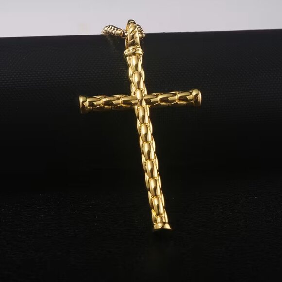 Gold Christian Rope Nail Cross Necklace Religious Pendant Faith Jewelry Gift - Picture 3 of 8
